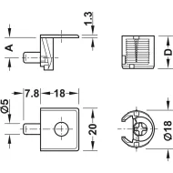 Cabinet connector, Tab 18, with tensioner