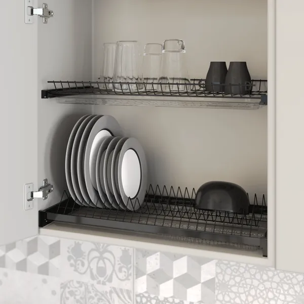 Dish rack 2-piece 310, with two trays, MW450mm, black