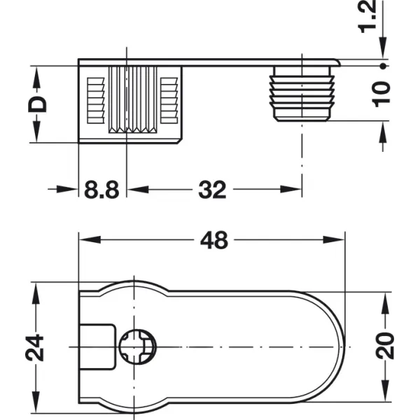 Jungtis RAFIX 20x14,2mm, balta su lankeliu S19mm,