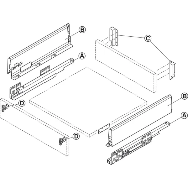 Stalčių šonai MX BOX S H120mm, L270mm, 35kg SF antracitas