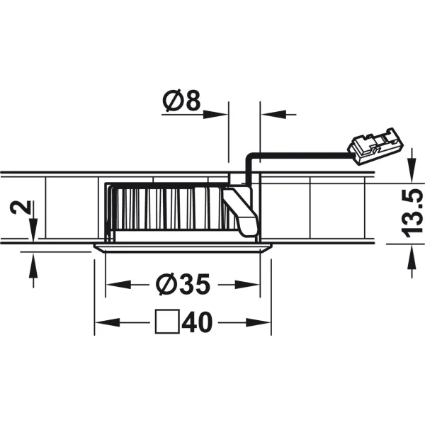 Recess mounted housing, for Häfele Loox3 and Häfele Loox5 LED drill hole Ø35mm