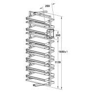 Pull out shoe rack, rotating 180°, for up to 50 pairs of shoes