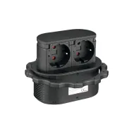RB ištraukiamas 2xSchuko+USB krov. matinis chromas laidu L3000mm