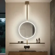 Mirror with LED light IO-S Ø600mm 220V/65W dark bronze
