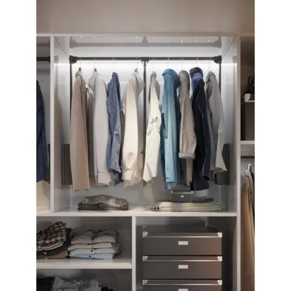 Pull-down wardrobe rail W875mm-1200mm, gray