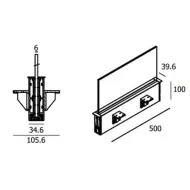 Glass panel holder L500mm black