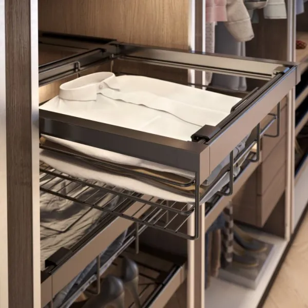 Drawer with wire basket W600mm with soft closing, gray anthracite