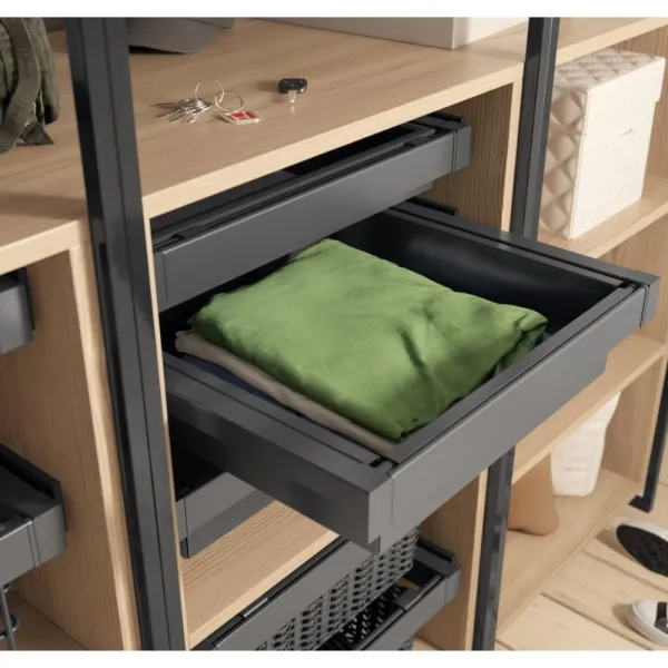 Drawer with metal basket W900mm with soft closing, gray anthracite