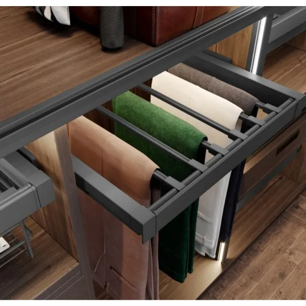 Drawer for trousers W600mm, with soft closing, gray anthracite