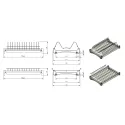 Dish rack, W600mm, double-level, 4 top mounted fasteners, w/out aluminum rods