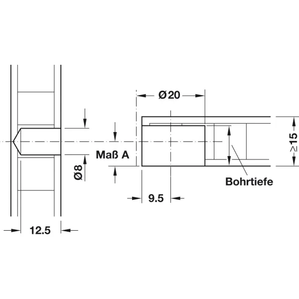 Jungtis ONEFIX 20x15mm, 8x12,5mm, pilka