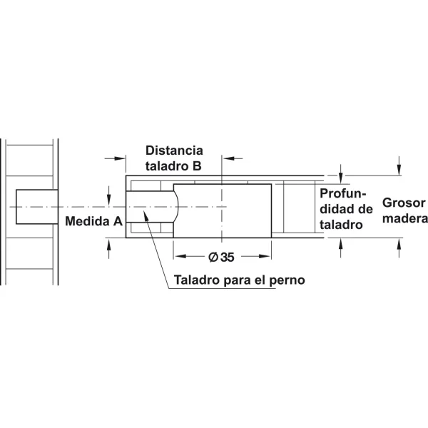 Sąvarža MAXIFIX B35mm, 9,5x28,5mm, sriegis M8