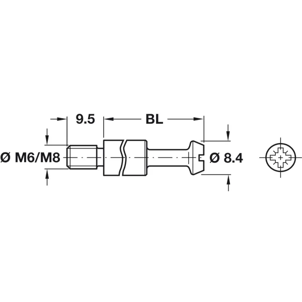 Sąvarža MAXIFIX B55mm, 9,5x48,5mm, sriegis M8