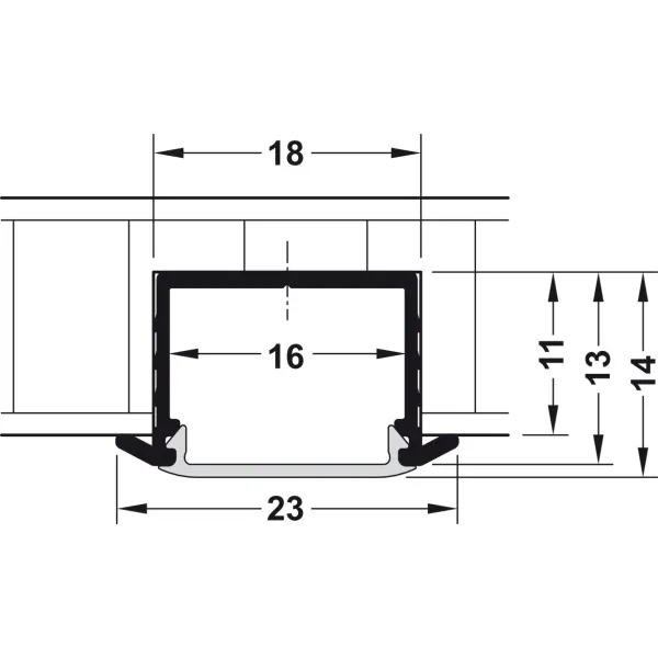 Profile for recess mounting, Häfele Loox Profile 1191 for LED strip lights 10mm