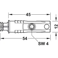 Jungtis RTA U Ø12mm, L10mm, nuo S19mm
