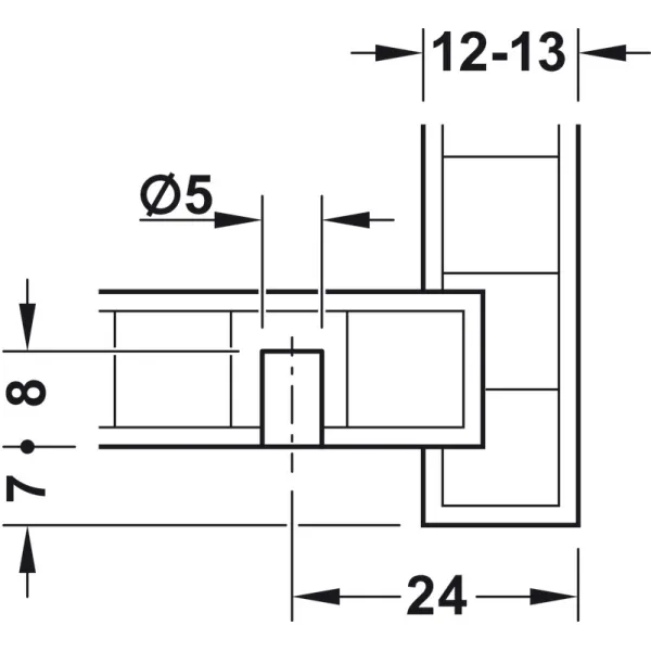 Rear panel connector, Häfele Ixconnect RPC D 5/24, for wooden drawers