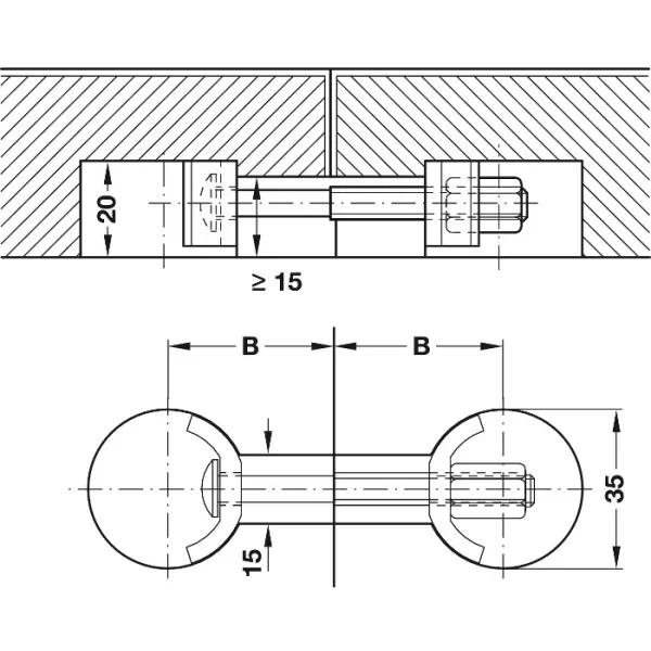 Sąvarža stalviršiui Ø35x100mm,