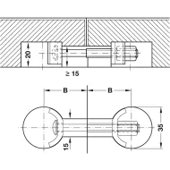 Sąvarža stalviršiui Ø35x100mm,