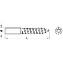Varžtas metalo-medienos sandūroms M6x50mm, sriegis