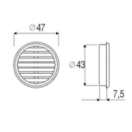 Ventilation grill round Ø47mm brown