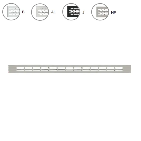 Ventilation grill aluminum 23.5x375mm stainless steel