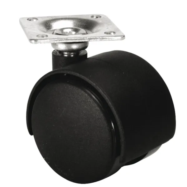 Twin wheel castor, Load bearing capacity 45kg, steerable, with brake