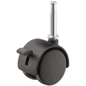 Twin wheel castor, Load bearing capacity 45kg, steerable, with brake