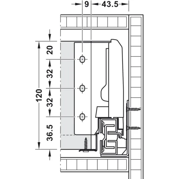 Stalčių šonai MX BOX S H120mm, L270mm, 35kg SF pilka