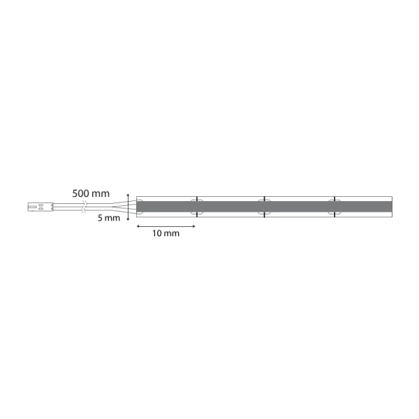 Juosta COB LED 2M, 24V, 3mm, monochromatinė, 3,8W/m, šilta balta šviesa 3000K, 5m