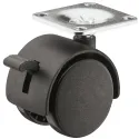 Twin wheel castor, Load bearing capacity 35kg, steerable, with brake