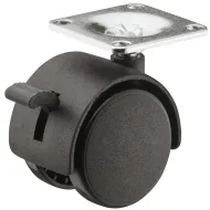Ratukas su plokštele Ø40mm, H54mm, su stabdžiu juoda