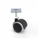 Ratukas su plokštele Ø50mm, H70mm, gumuotas pilka/juoda