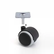 Ratukas su plokštele Ø50mm, H70mm, gumuotas pilka/juoda