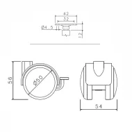 Ratukas su plokštele Ø50mm, H70mm, ir stabdžiu gumuotas pilka/juoda