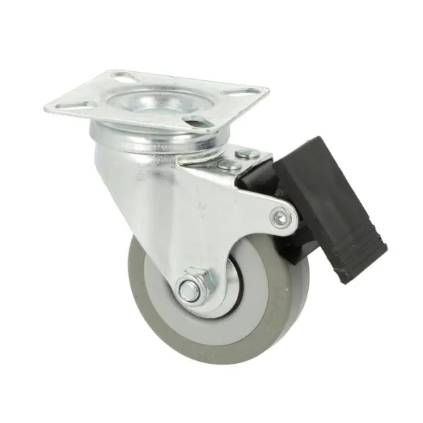 Furniture castor with mounting plate Ø50mm H72mm with brake