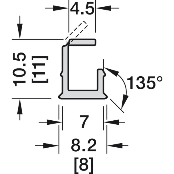 Profile for recess mounting, Häfele Loox5 profile 1102 for 5mm LED strip lights