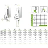 Hinge for aluminum profile, half overlay, 8mm