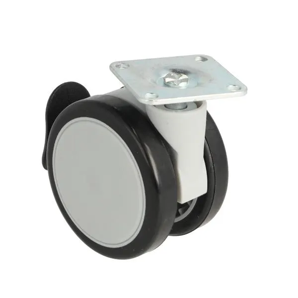 Furniture castor with mounting plate Ø65mm H78mm with brake
