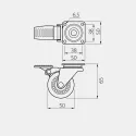 Ratukas su plokštele Ø50mm, H65mm, su stabdžiu skaidri