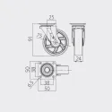 Furniture Castor B75mm, FI-75, transparent