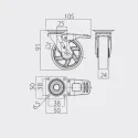 Furniture Castor B75mm with brake, FI-75, transparent