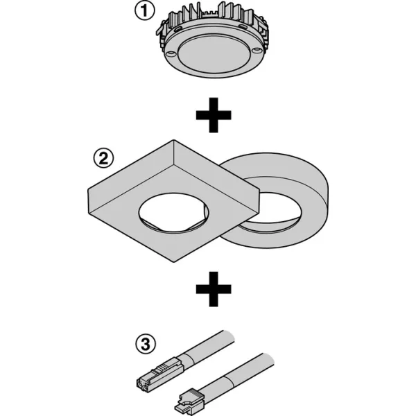 Recess/surface mounted downlight, Häfele Loox LED 2040 12V modular 2-pin (monochrome) aluminium