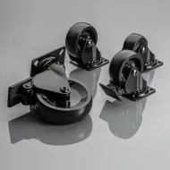 Ratukas su plokštele Ø75mm, H97mm, juoda