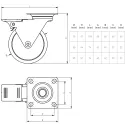 Furniture castor with mounting plate Ø75mm H51mm with brake black