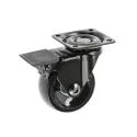 Furniture castor with mounting plate Ø75mm H64mm with brake black