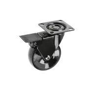 Furniture castor with mounting plate Ø75mm H97mm with brake black