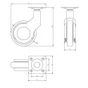 Ratukas su plokštele Ø60mm, H93mm, juoda