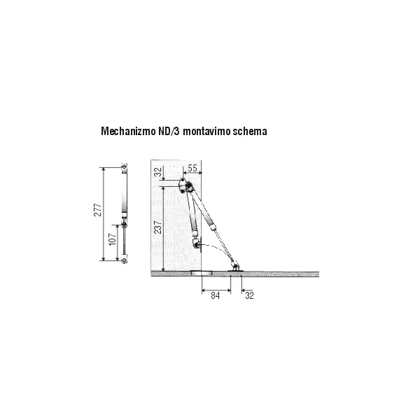 Mechanizmas dujinis nuleidimo ND3 80N pilkas