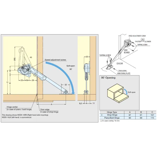 Door lowering mechanism NSDX10 right