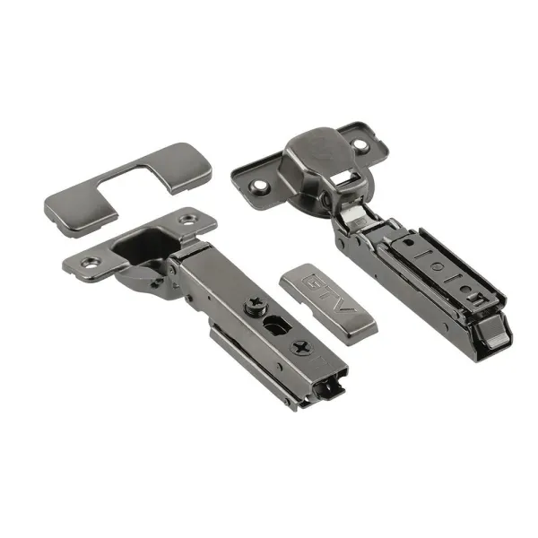 SOLID PRO straight hinge, overlay door, 3D screw-type adjustment, non-Euro, black